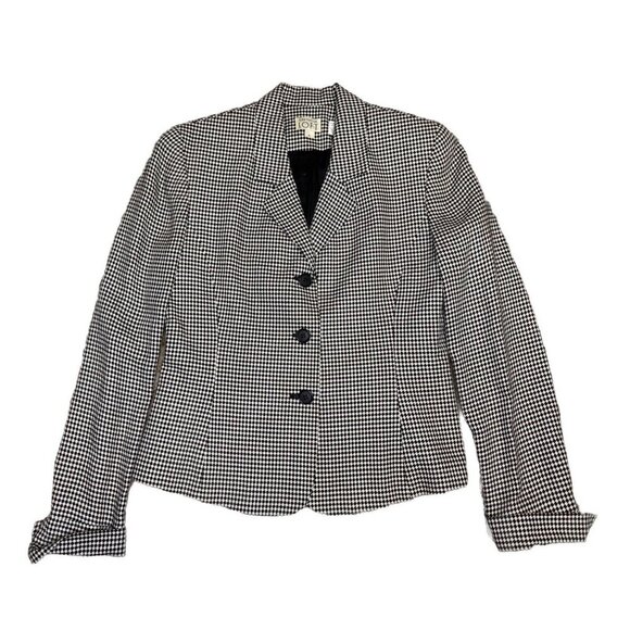 ANN TAYLOR LOFT Vintage Blazer Jacket USA Made Lattice Diamond Print Sz 8 Office - Picture 1 of 7